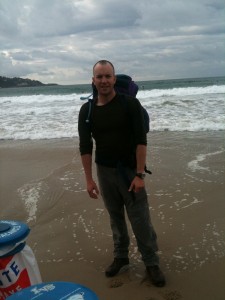 On the beach at Hendaye (shortly before the sea went over my boot)