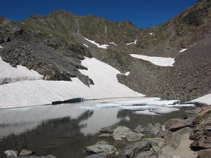 A snowy lake I passed during the descent from Pic Carlit