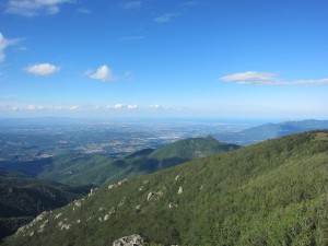 The first sight of the Med, from Roc de Frausa