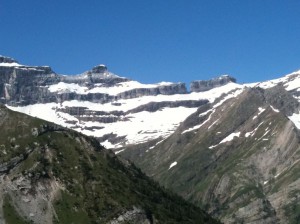 The Cirque du Gavarnie and the famous Breche de Roland, pictured from the Refuge des Espuguettes