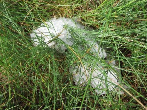 The hail left over from the super-storm, which had ended 7 hours earlier