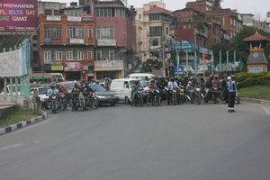 Traffic in Kathmandu on the way from the airport to the Summit Hotel Traffic in Kathmandu on the way from the airport to the Summit Hotel