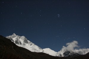 Lhotse and Island Peak at night, from Dingboche