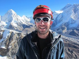 Jon on the summit of Lobuje East (6,119m) with Everest in the background
