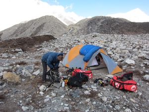 Rich unpacking at Island Peak Base Camp Rich unpacking at Island Peak Base Camp
