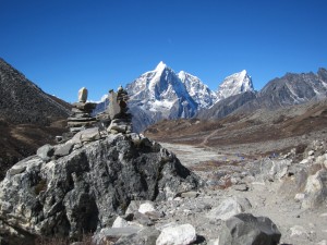 Taboche and Cholatse, on the way down from Island Peak Base Camp