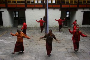 Monks dancing at Tengboche Monastery
